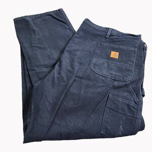 Carhartt Mens 48x30 B11 Denim Dungaree Work Pants Navy Blue Heavy Duty